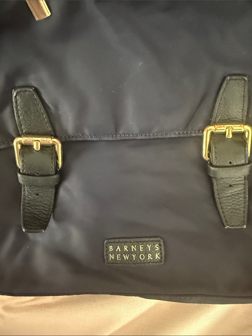 Vintage Barneys New York Navy Messenger Bag with Gold Hardware - Picture 2 of 7